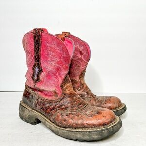 Women's Pink and Brown Western Boots